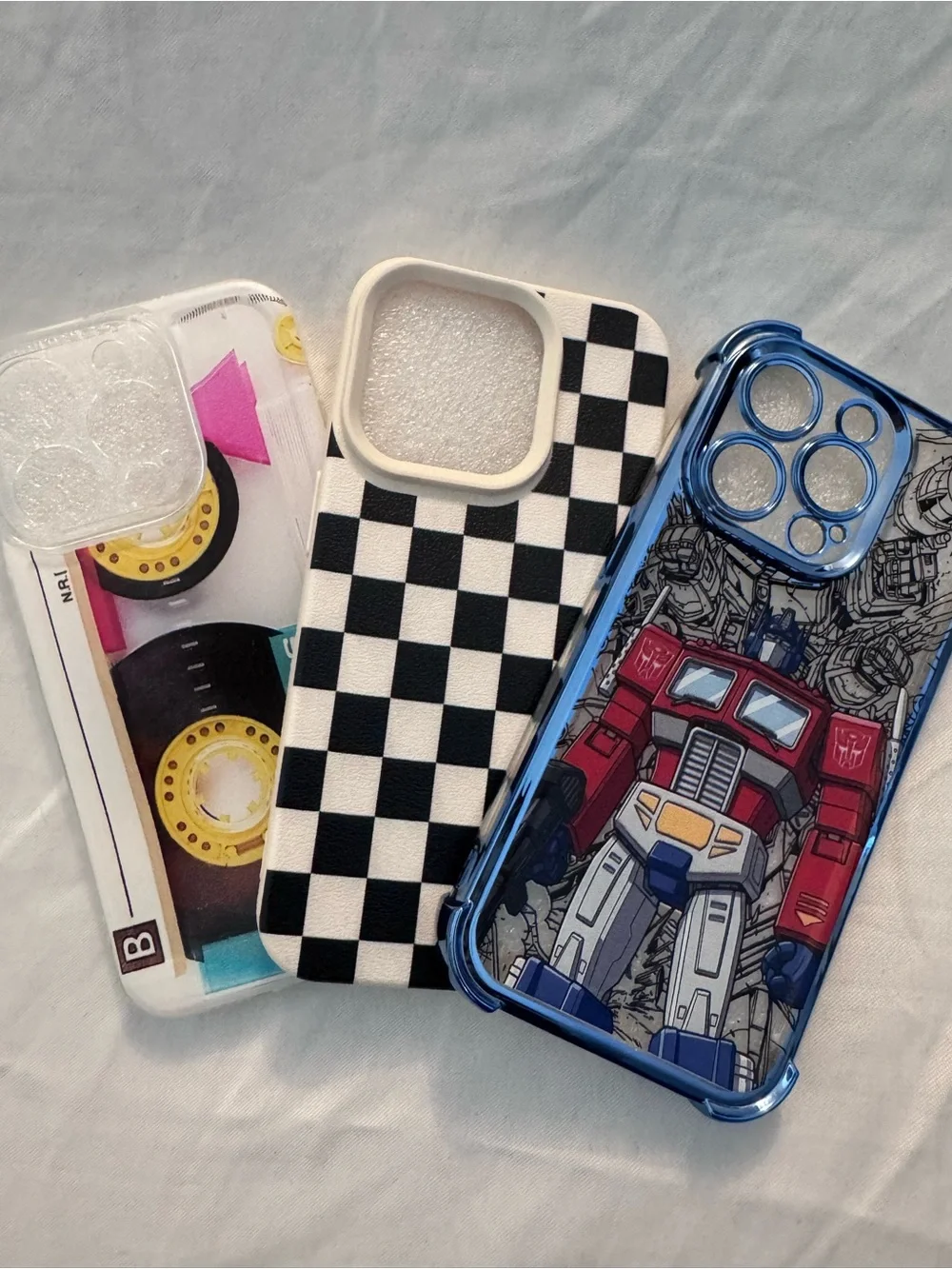 Apple Blue Transformer Graphic Clear Phone Case with Metallic Trim